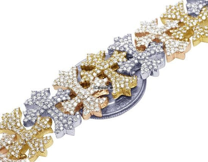 Tri Color Cross Diamond Bracelet 10K Gold