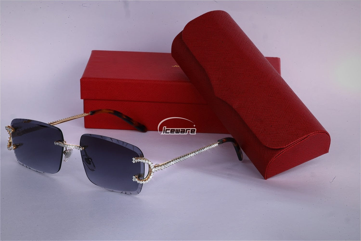 Navy Blue Shade Yellow Gold Plated Vvs Diamond Sunglasses