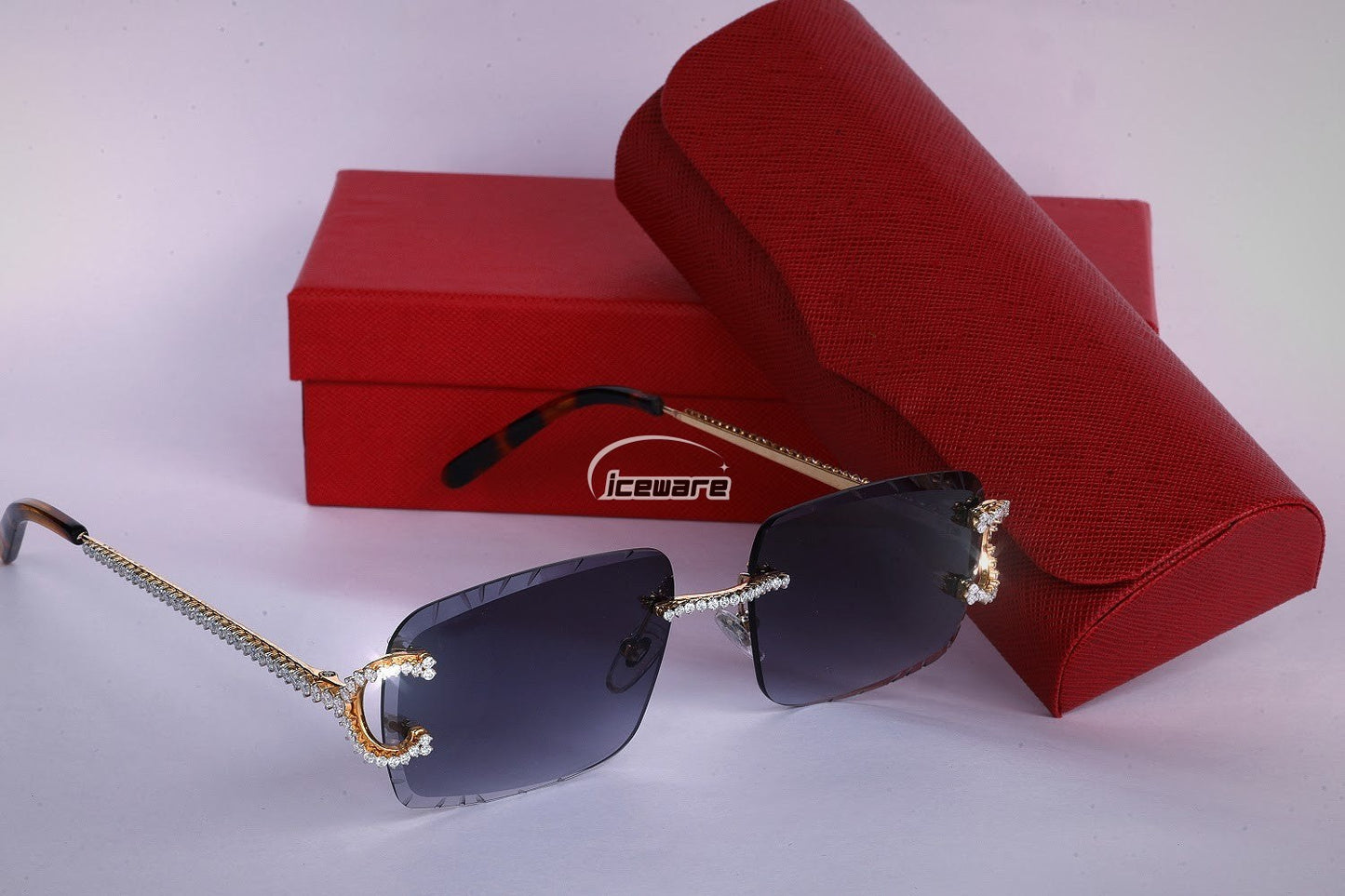 Navy Blue Shade Yellow Gold Plated Vvs Diamond Sunglasses