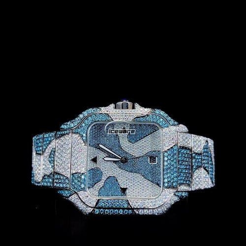 Blue & White Camo Tone Diamond Watch