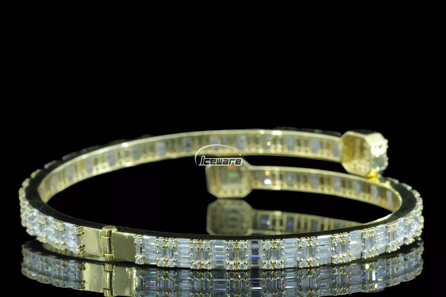 Exquisite Yellow Gold Moissanite Bangle