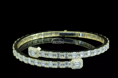 Exquisite Yellow Gold Moissanite Bangle