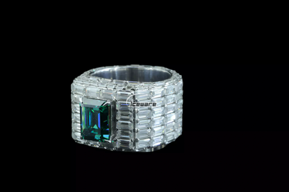 Moissanite Ring with Green Center Stone - Elegant Diamond Jewelry