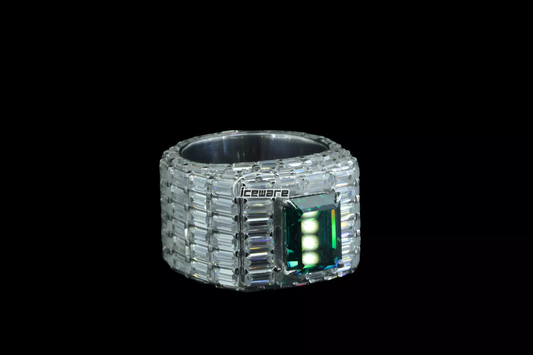 Moissanite Ring with Green Center Stone - Elegant Diamond Jewelry