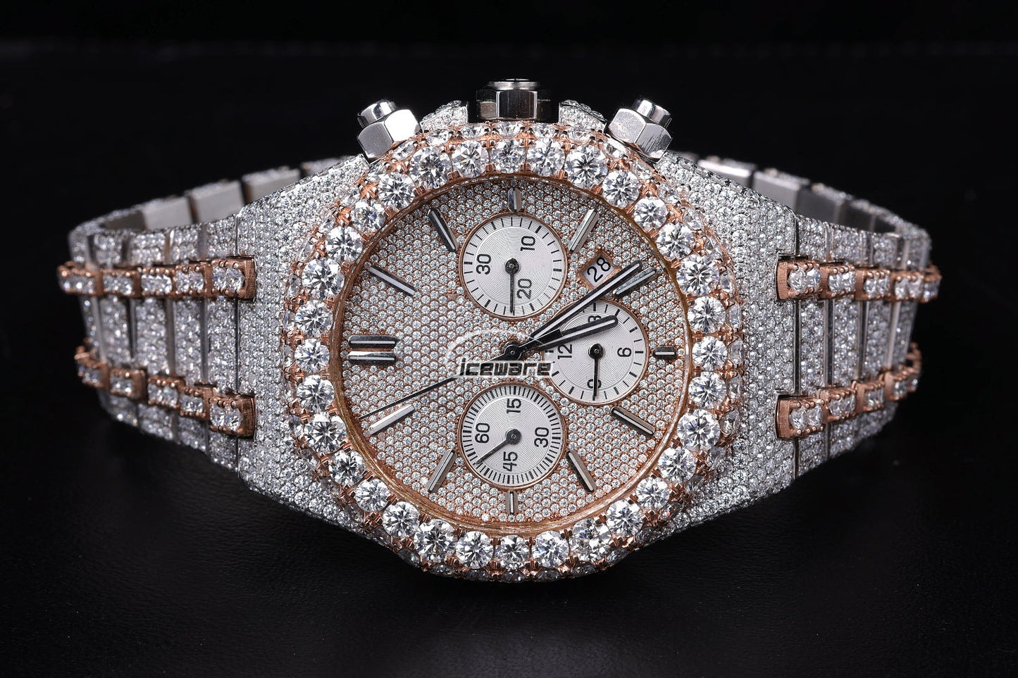 Three Calendar Diamond Two Tone Diamond Watches