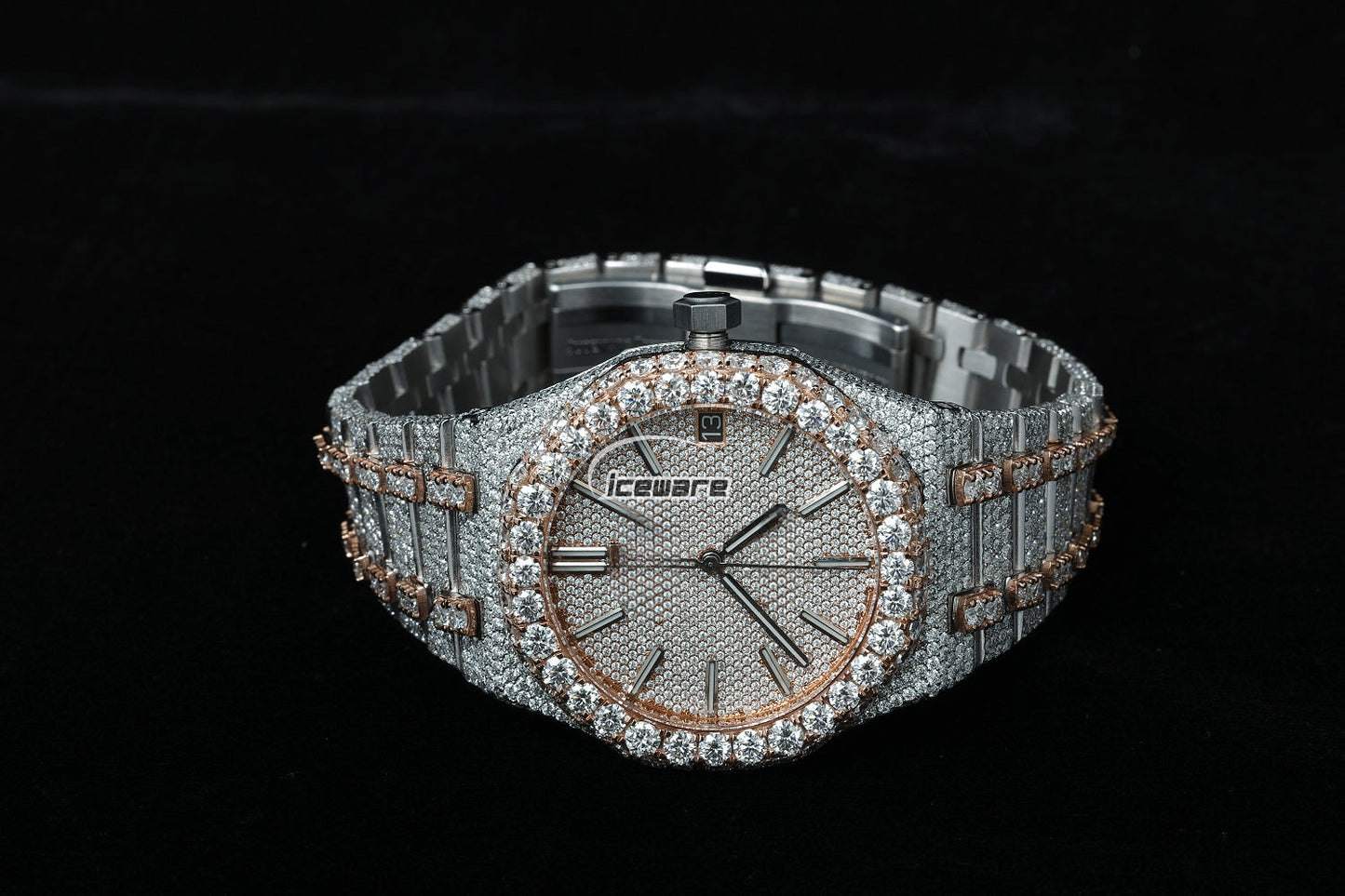 White & Rose Gold Plated Two Tone Diamond Watch