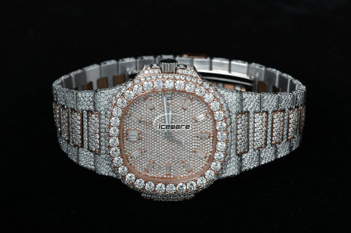 Square Dial Two Tone Vvs Diamond Watch