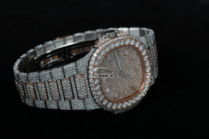 Square Dial Two Tone Vvs Diamond Watch