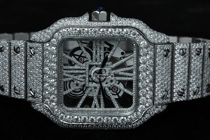 Luxury Skeleton Automatic Movement Watch with VVS Diamonds