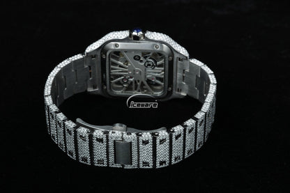 Luxury Skeleton Automatic Movement Watch with VVS Diamonds